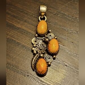 Sterling Silver Bumblebee Jasper Floral Pendant Necklace